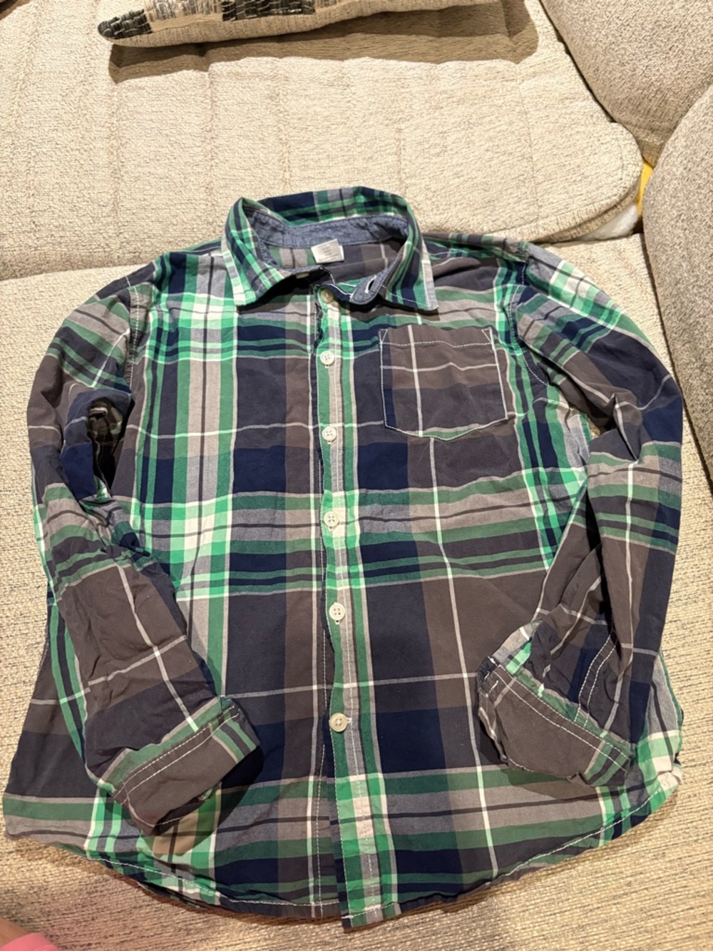 Gymboree Green and Navy Plaid Button-Up Shirt